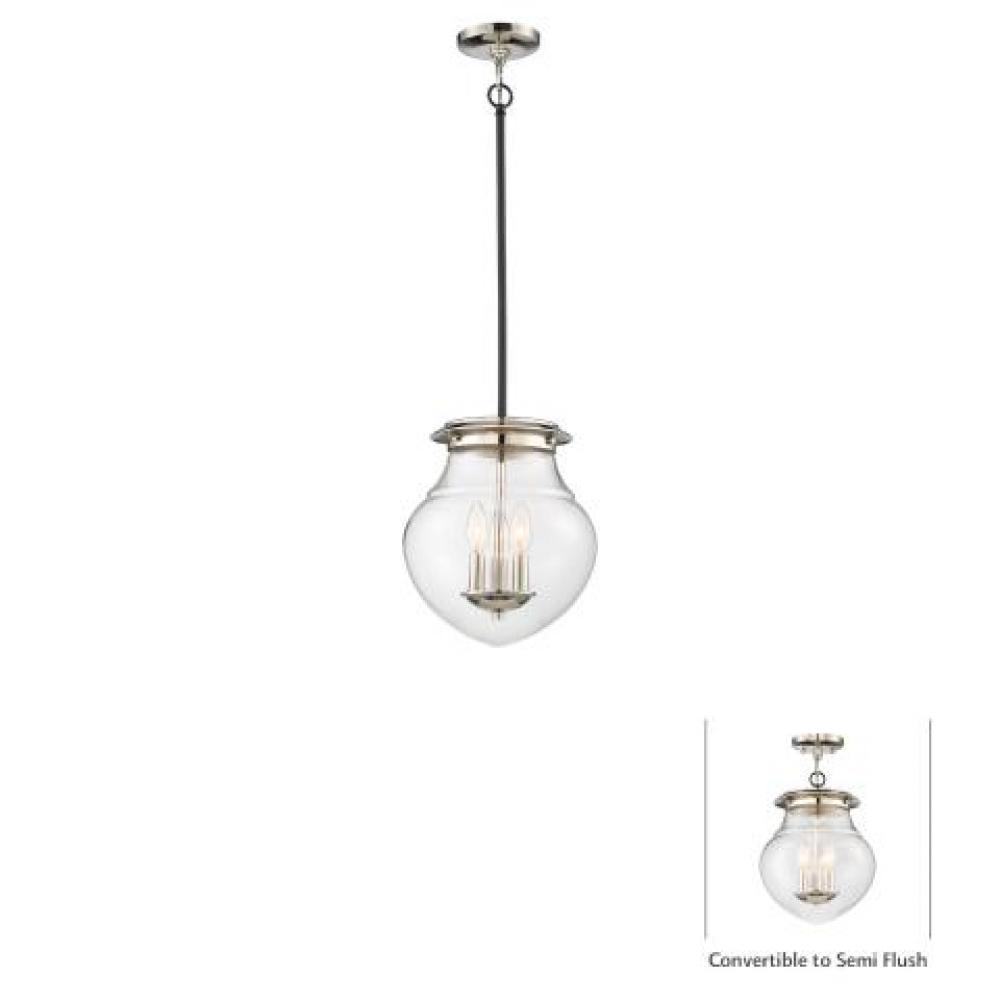 3 Light Semi Flush (Convertible To Mini Pendant)