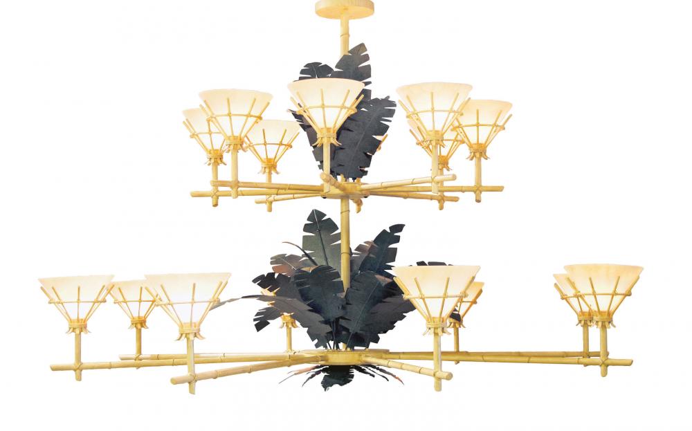 96&#34; Wide Tiki 16 LT Two Tier Chandelier