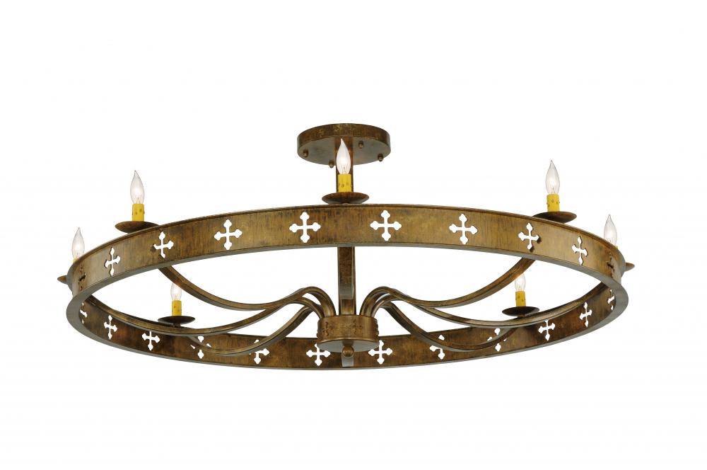 48&#34; Wide Byzantine 8 Light Semi-Flushmount