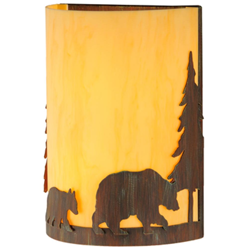 10&#34;W Pine Tree and Bear Wall Sconce