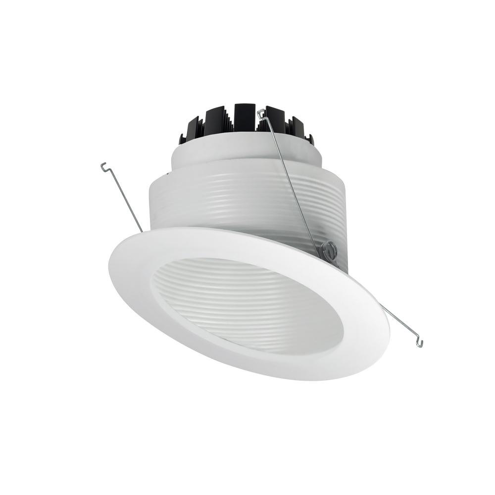 6&#34; Marquise III Round Slope Baffle, 1200lm, 3000K, Narrow Flood Optic, White Baffle/White Flange