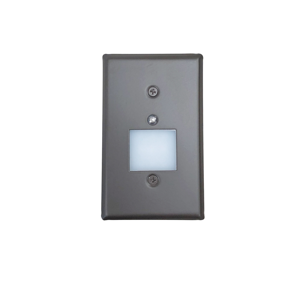 Mini LED Step Light w/ Photocell, Frosted Glass Lens Face Plate, 1W, 90+ CRI, 2700K, Bronze, 120V