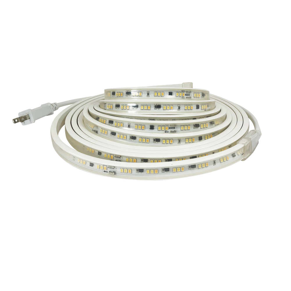 Custom Cut 20-ft 120V Continuous LED Tape Light, 330lm / 3.6W per foot, 4000K, w/ Mounting Clips and