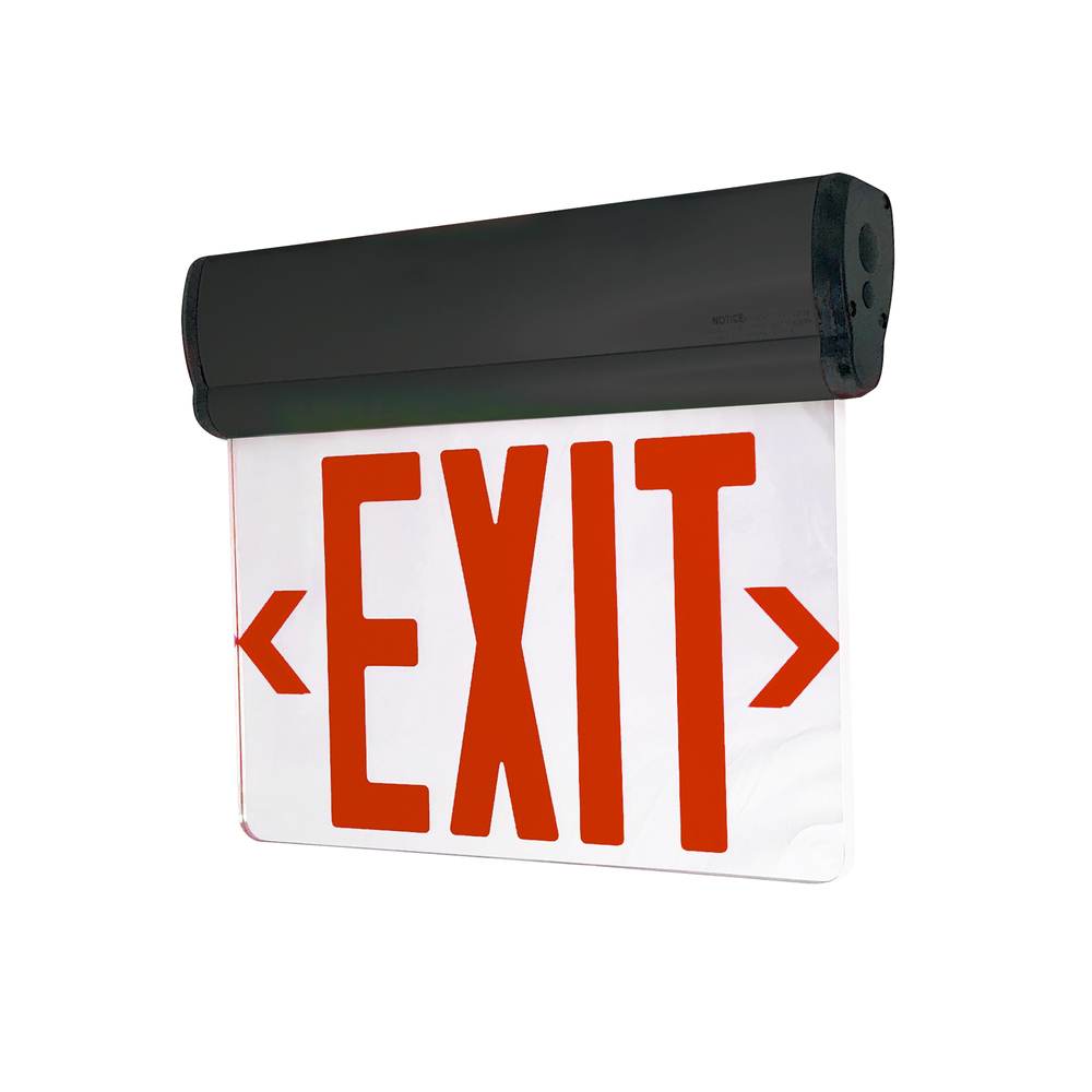 Surface Adjustable LED Edge-Lit Exit Sign, Battery Backup, 6&#34; Red Letters, Single Face /