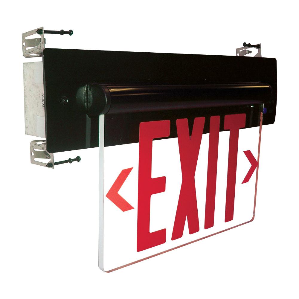 Recessed Adjustable LED Edge-Lit Exit Sign, 2 Circuit, 6&#34; Red Letters, Single Face / Clear