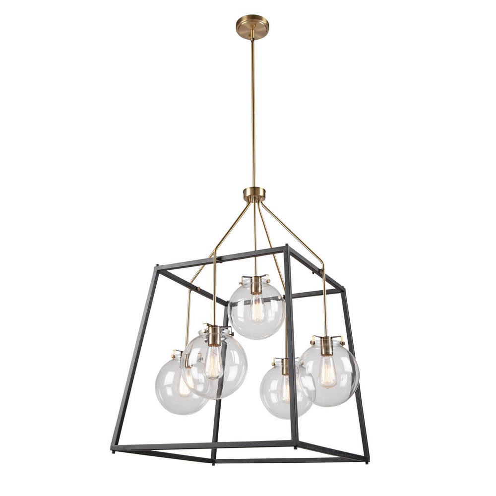 Bridgetown 5 Light Chandelier (Black & Harvest Brass)