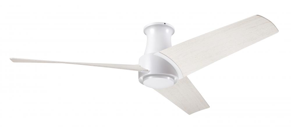 Ambit Flush DC Fan- Matte White Finish; 56&#34; Whitewash Blades; No Light; Wall Control