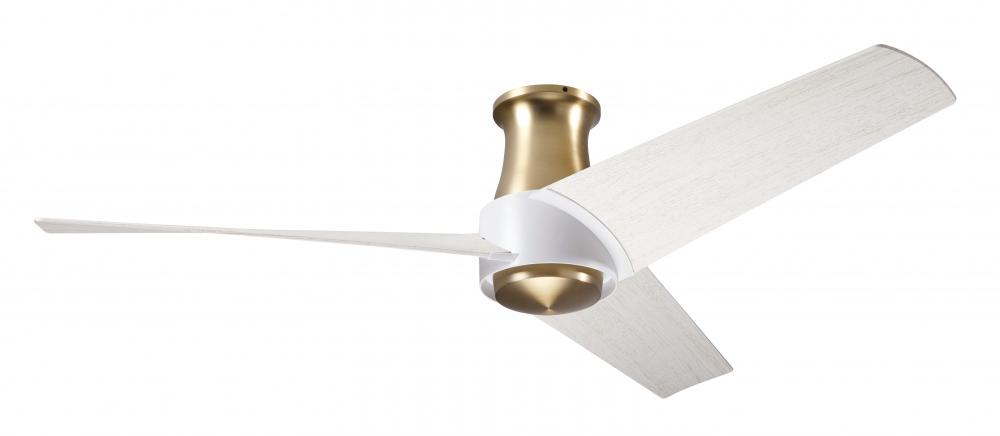 Ambit Flush DC Fan- Satin Brass/Matte White Finish; 56&#34; Whitewash Blades; No Light; Wall Control