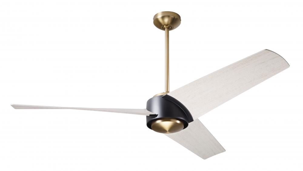 Ambit DC Fan- Satin Brass/Matte Black Finish; 56&#34; Whitewash Blades; No Light; Wall Control