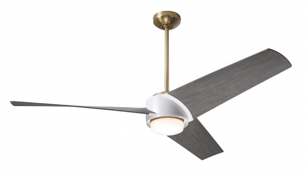 Ambit DC Fan- Satin Brass/Matte White Finish; 56&#34; Graywash Blades; 17W LED (Satin Brass Trim)