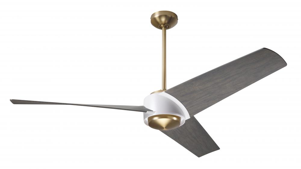 Ambit DC Fan- Satin Brass/Matte White Finish; 56&#34; Graywash Blades; No Light; Wall Control