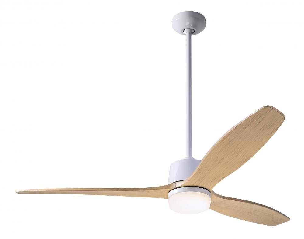 Arbor DC Fan; Gloss White Finish; 54&#34; Maple Blades; 17W LED; Wall Control