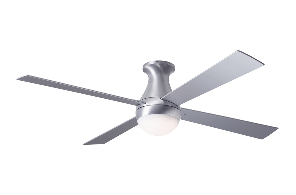 Ball Flush Fan; Brushed Aluminum Finish; 52&#34; Aluminum Blades; 20W LED; Wall Control with Remote