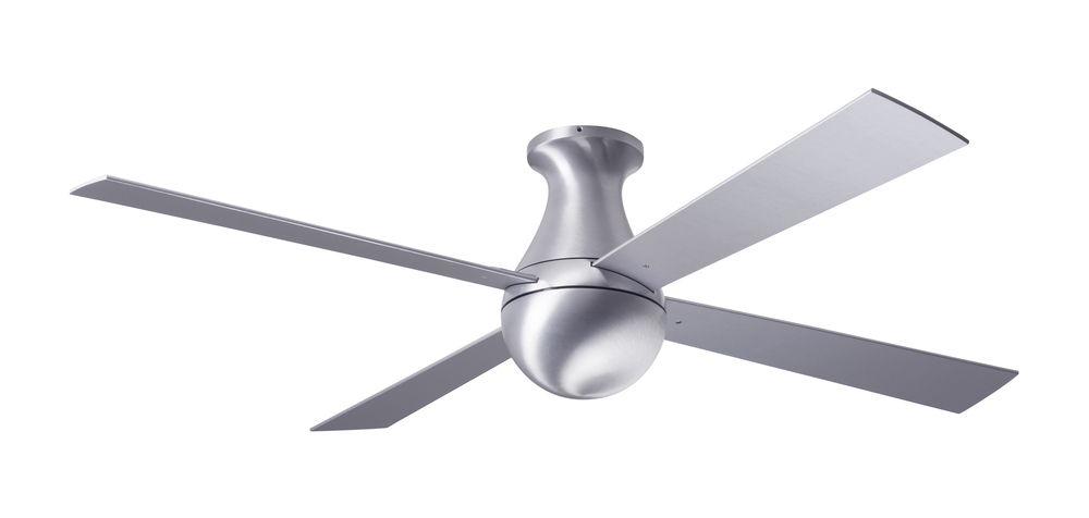 Ball Flush Fan; Brushed Aluminum Finish; 52&#34; White Blades; No Light; Fan Speed Control