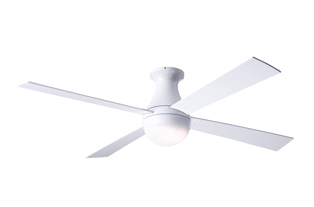 Ball Flush Fan; Gloss White Finish; 52&#34; Aluminum Blades; 20W LED; Fan Speed and Light Control (3