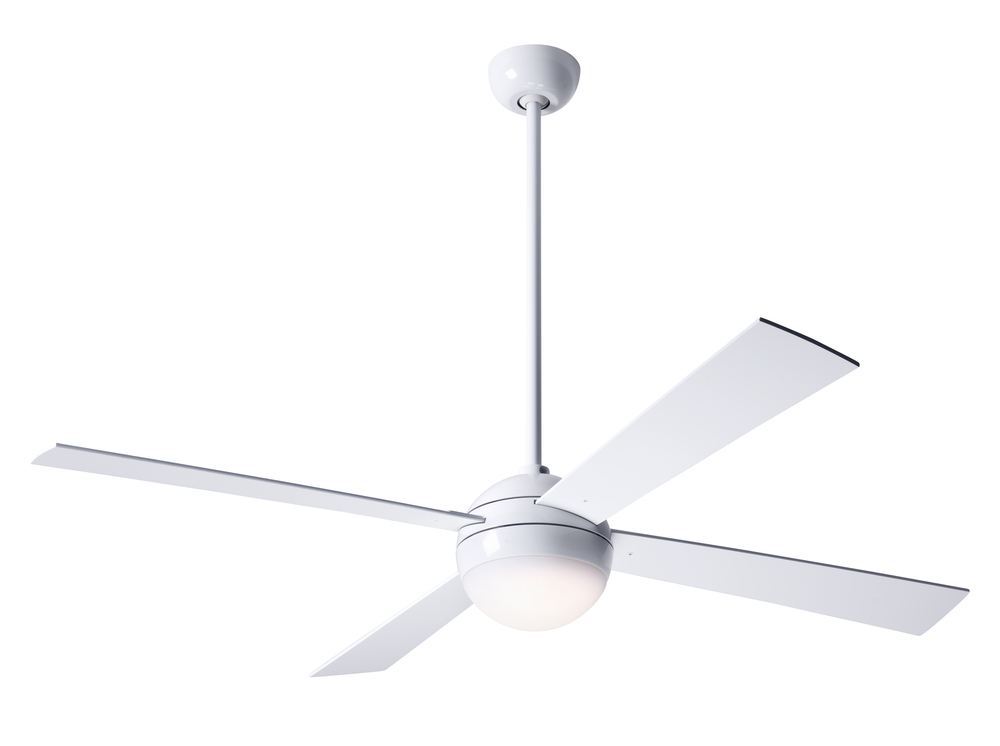 Ball Fan; Gloss White Finish; 52&#34; Aluminum Blades; 20W LED; Wall Control with Remote Handset (2-