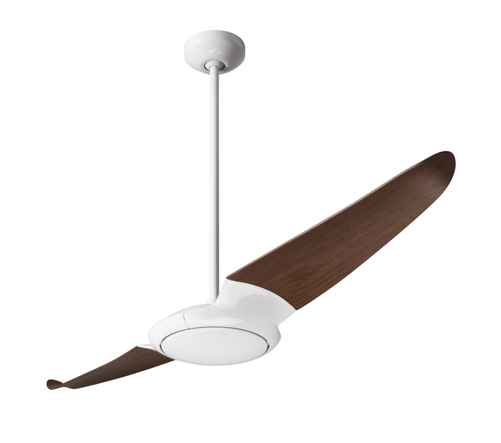 IC/Air (2 Blade ) Fan; Gloss White Finish; 56&#34; Mahogany Blades; No Light; Wall Control