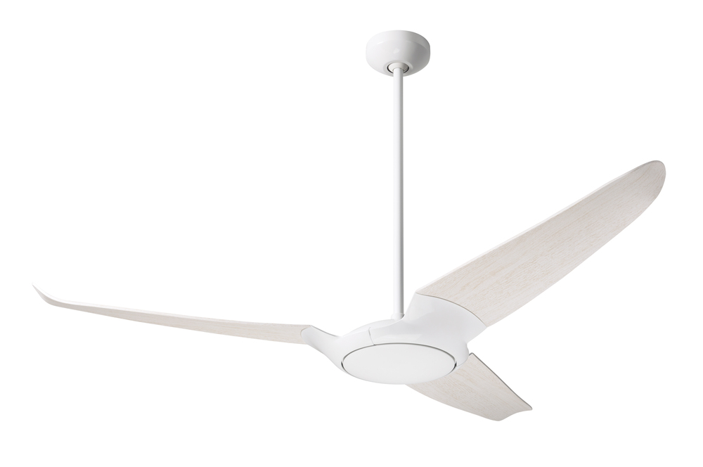 IC/Air (3 Blade ) Fan; Gloss White Finish; 56&#34; Whitewash Blades; No Light; Wall Control