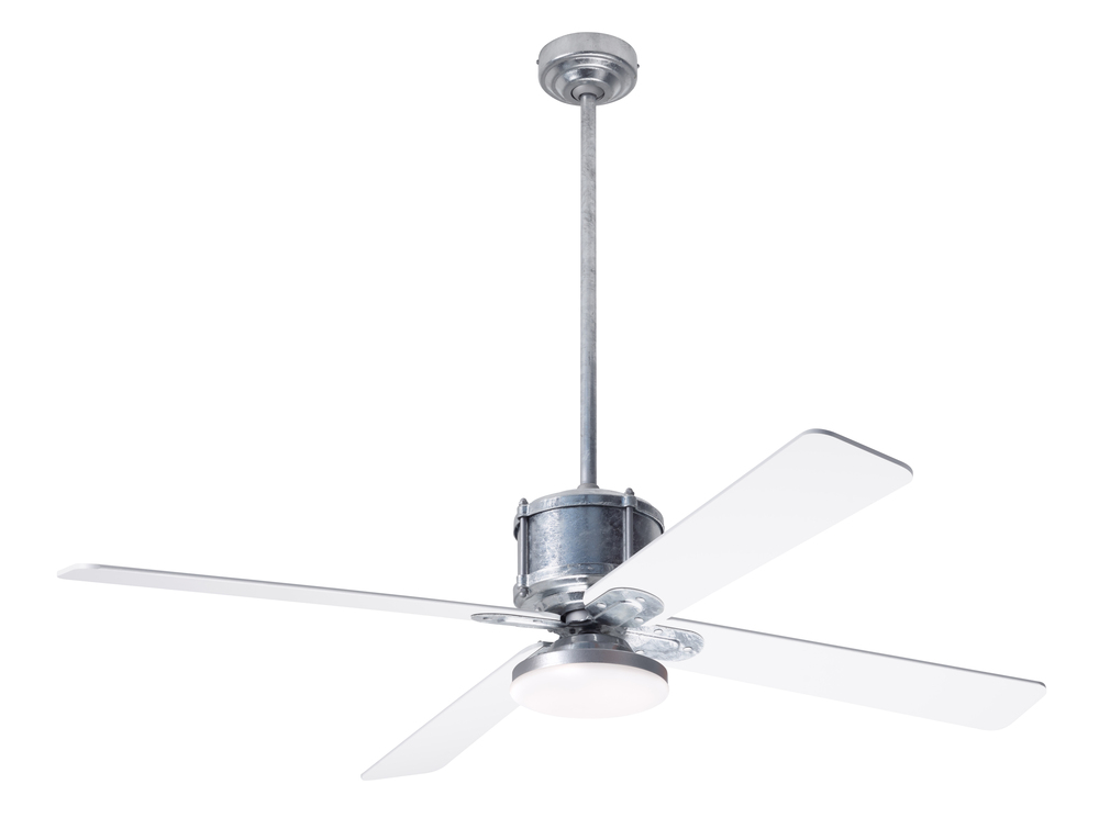 Industry DC Fan; Galvanized Finish; 50&#34; White Blades; 20W LED Open; Wall Control