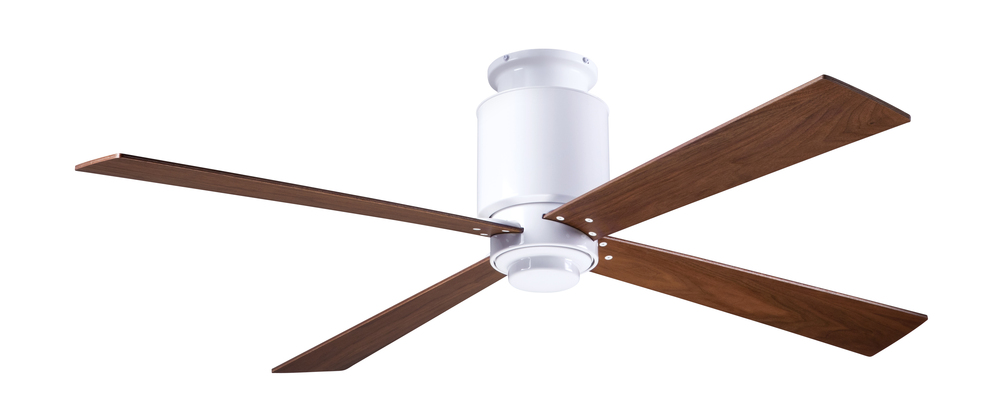 Lapa Flush Fan; Gloss White Finish; 50&#34; Mahogany Blades; No Light; Wall Control with Remote Hand