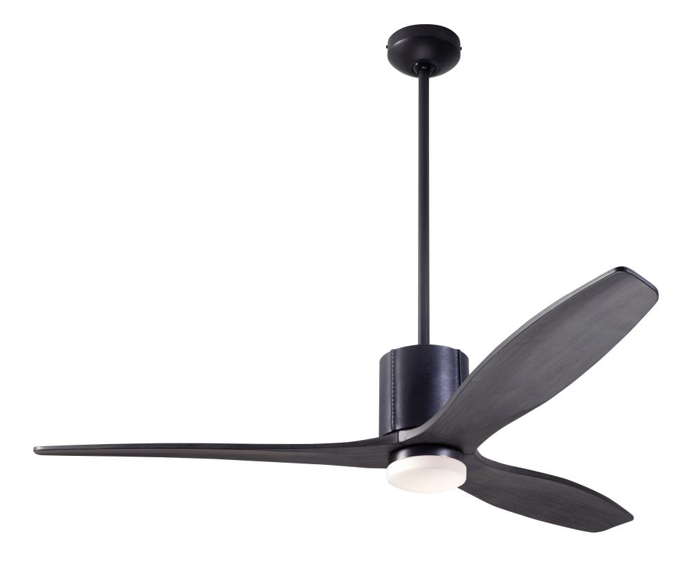 LeatherLuxe DC Fan; Dark Bronze Finish with Black Leather; 54&#34; Ebony Blades; 17W LED; Remote Con