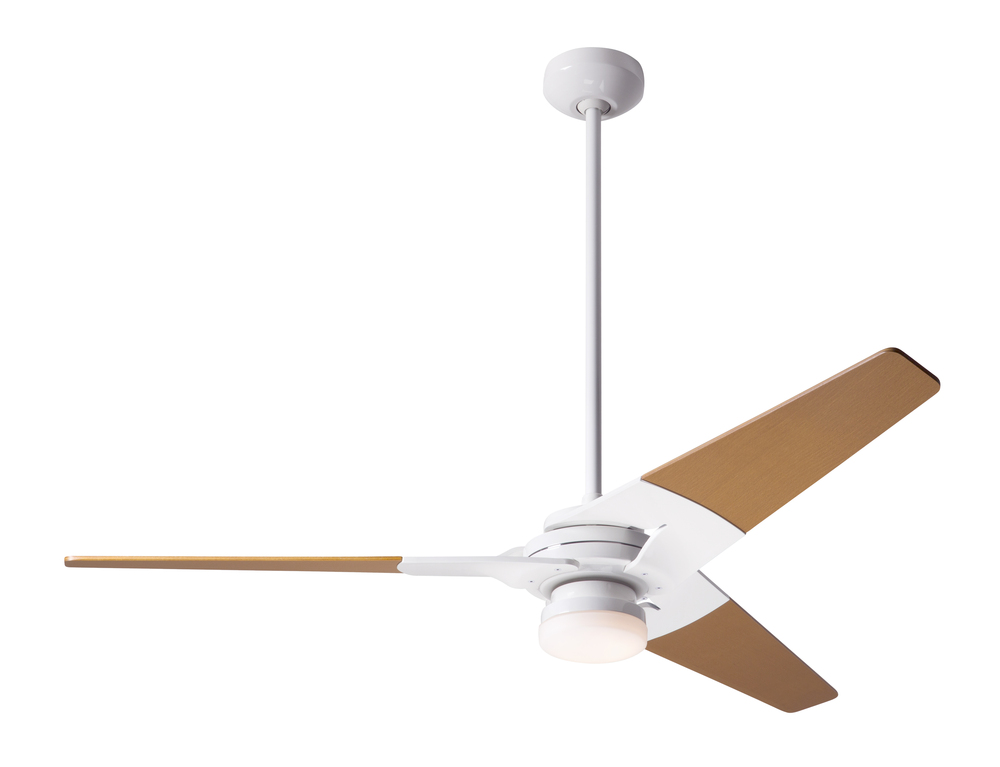 Torsion Fan; Gloss White Finish; 52&#34; Maple Blades; 17W LED; Wall Control with Remote Handset (2-