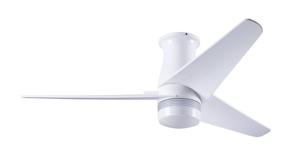 Velo Flush DC Fan; Gloss White Finish; 48&#34; Nickel Blades; No Light; Wall Control