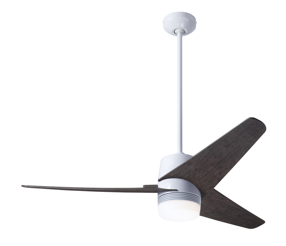 Velo DC Fan; Gloss White Finish; 48&#34; Ebony Blades; 17W LED; Wall/Remote Combo Control