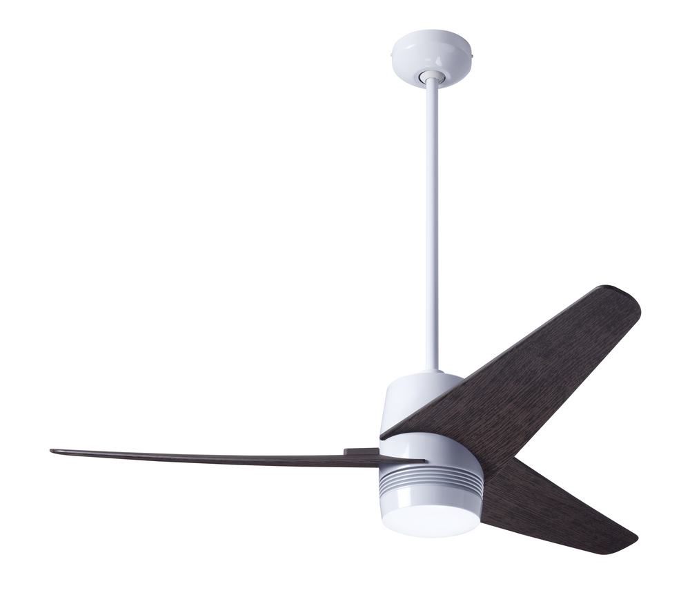 Velo DC Fan; Gloss White Finish; 48&#34; Ebony Blades; No Light; Handheld Remote Control