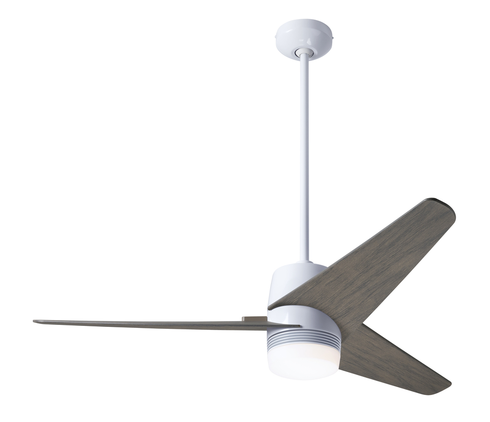 Velo DC Fan; Gloss White Finish; 48&#34; Graywash Blades; 17W LED; Wall Control