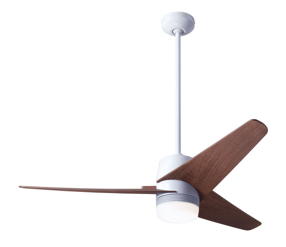 Velo DC Fan; Gloss White Finish; 48&#34; Mahogany Blades; 17W LED; Handheld Remote Control