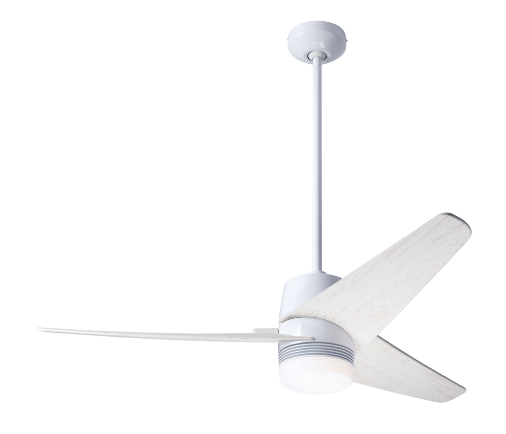 Velo DC Fan; Gloss White Finish; 48&#34; Whitewash Blades; 17W LED; Handheld Remote Control