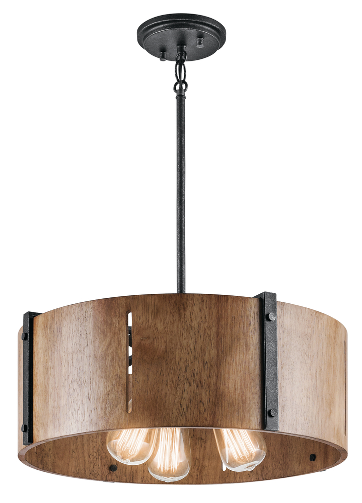 Elbur™ 3 Light Convertible Pendant Distressed Black