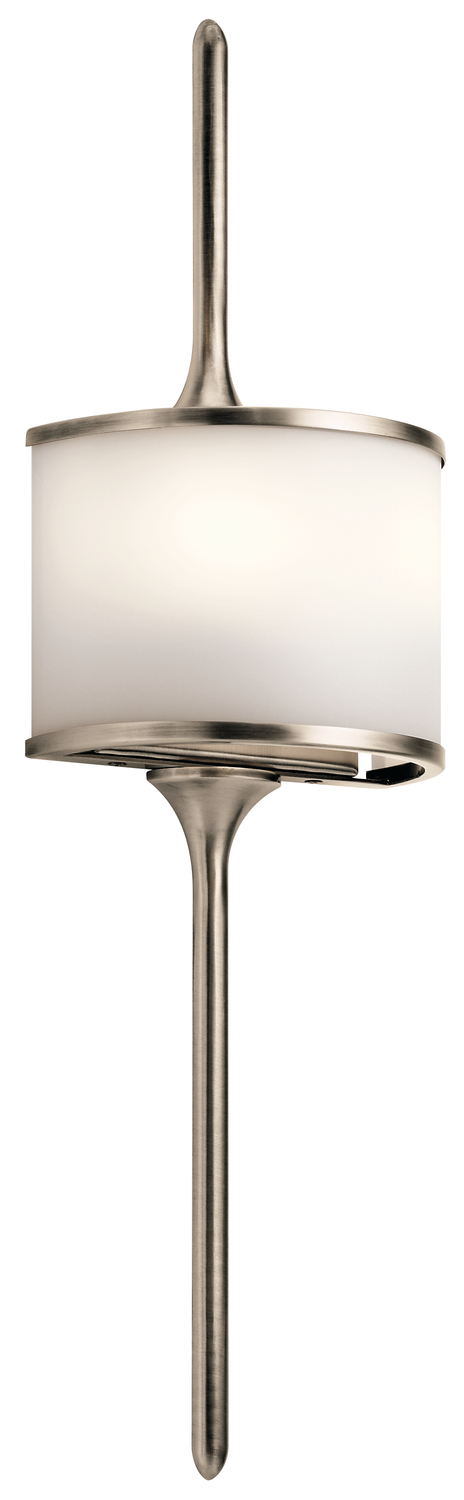 Mona 22&#34; 2 Light Halogen Wall Sconce with Satin Etched White Diffuser in Classic Pewter