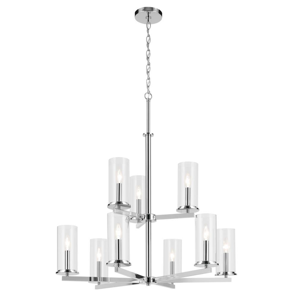 Crosby 32.5&#34; 9-Light 2-Tier Chandelier with Clear Glass in Chrome