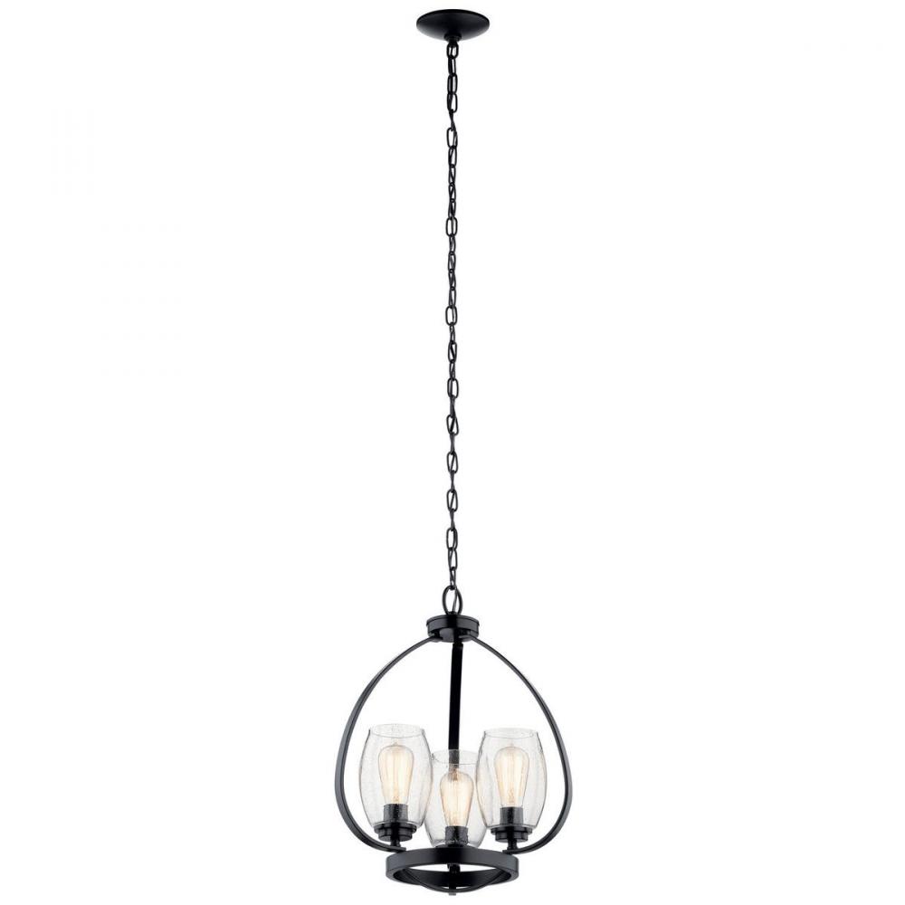 Tuscany 21&#34; 3 Light Mini Chandelier with Clear Seeded Glass in Black