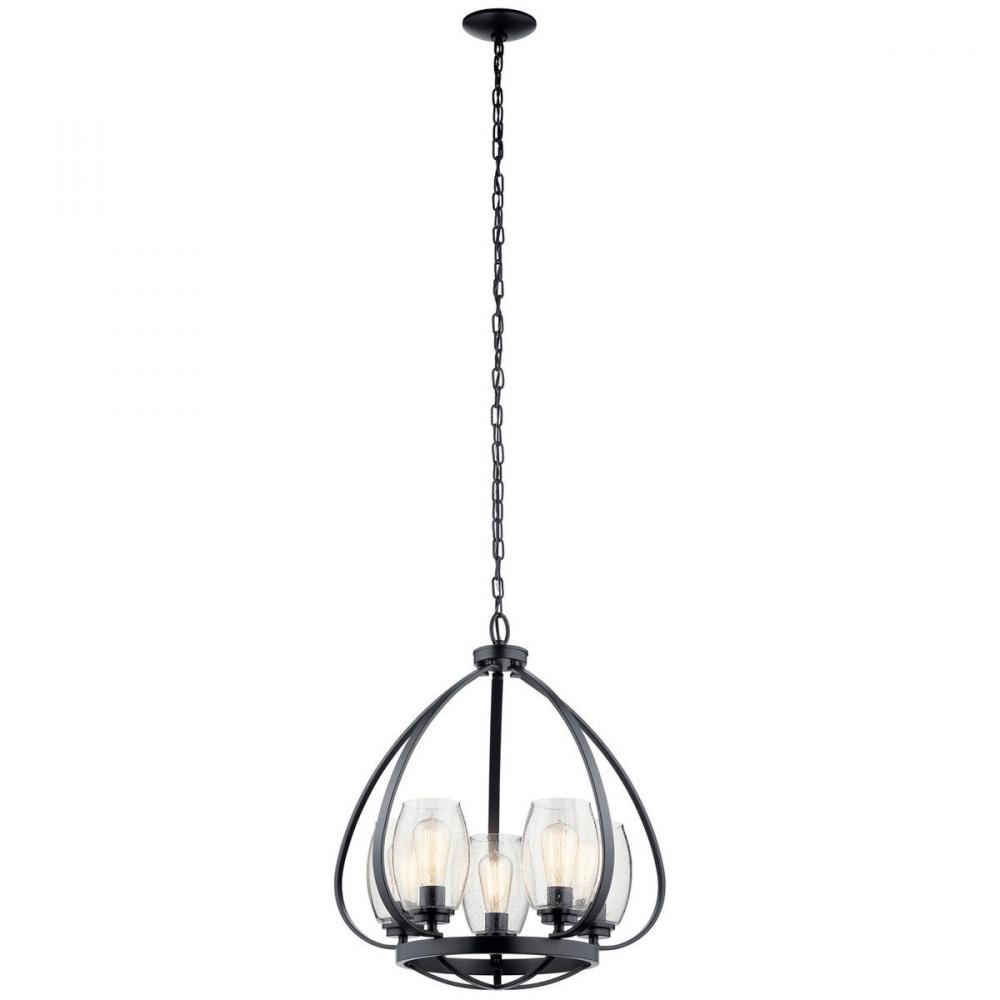 Tuscany 24&#34; 5 Light Chandelier with Clear Seeded Glass in Black