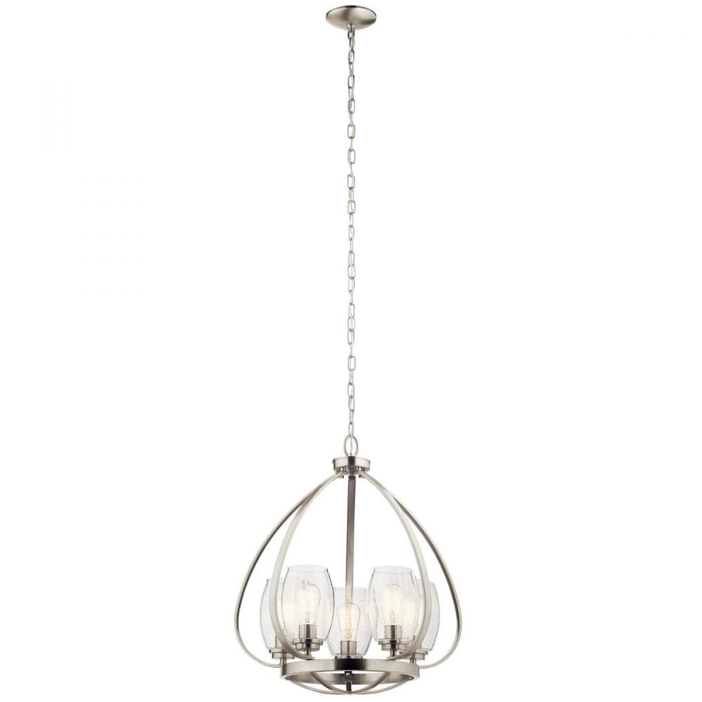 Tuscany 24&#34; 5 Light Chandelier with Clear Seeded Glass in Brushed Nickel