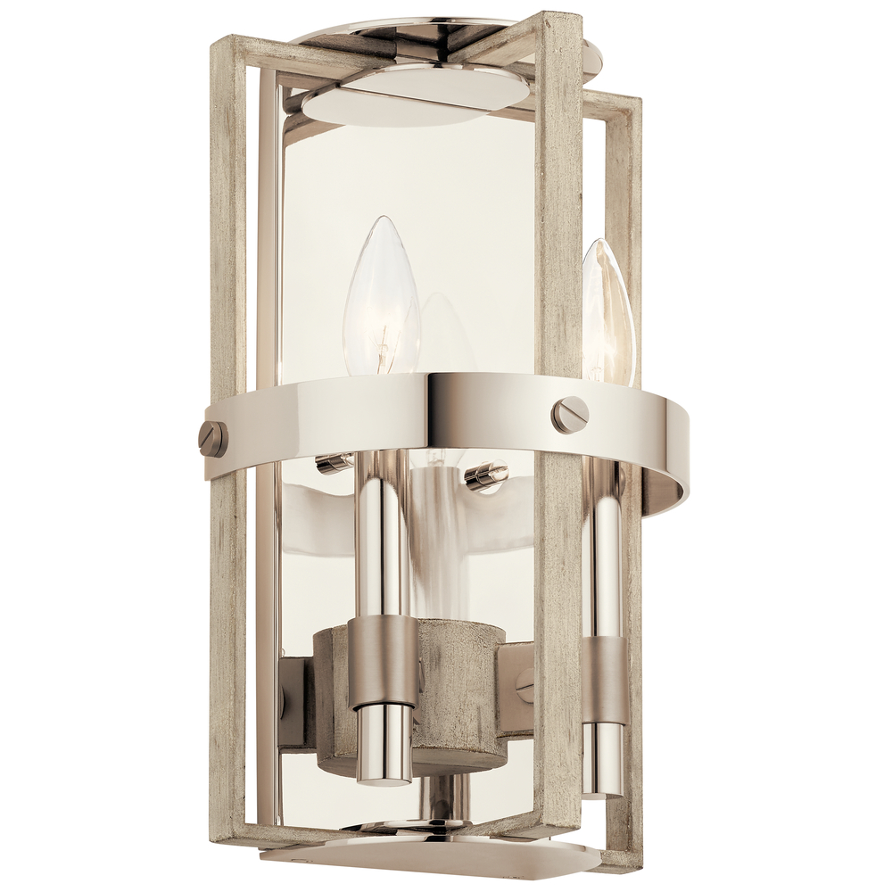 Peyton 2 Light Wall Sconce White Washed Wood