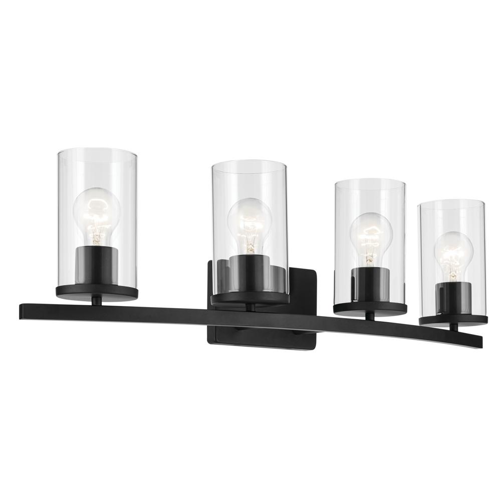 Crosby 31.25&#34; 4-Light Vanity Light with Clear Glass in Black