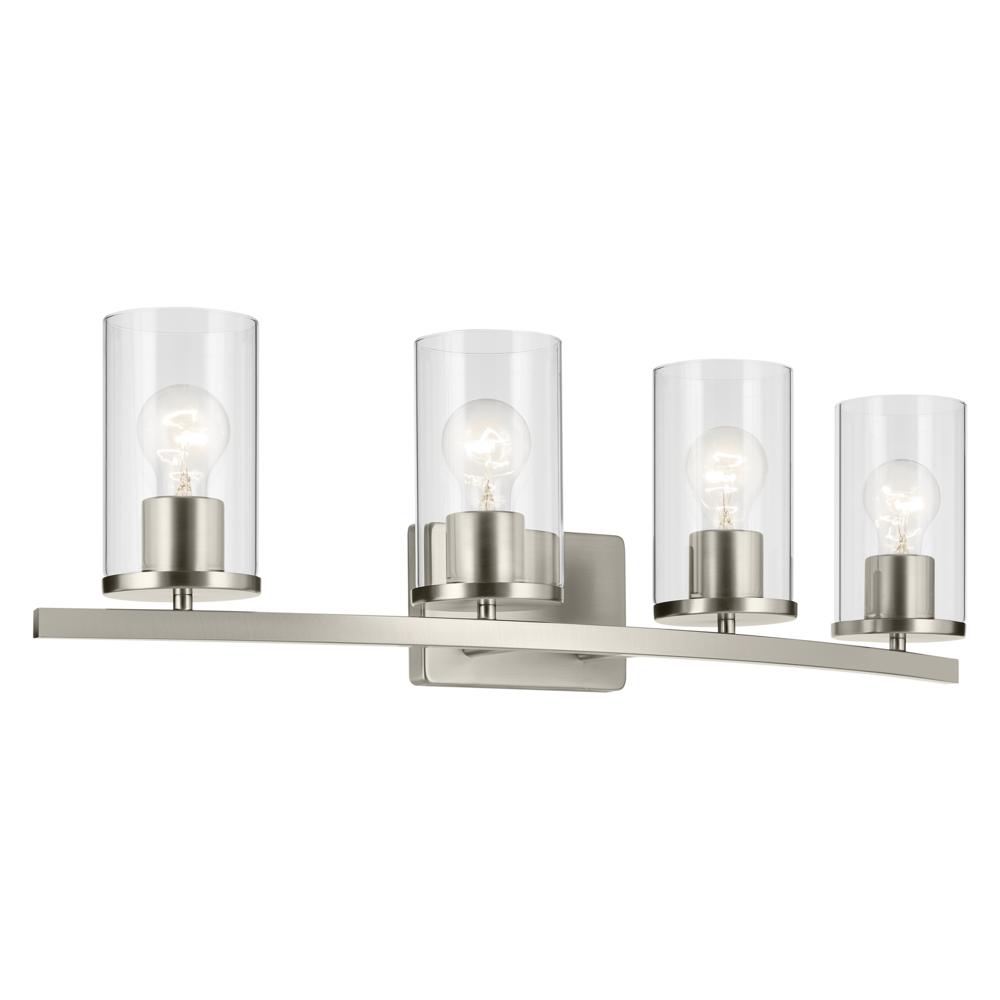 Crosby 31.25&#34; 4-Light Vanity Light with Clear Glass in Brushed Nickel