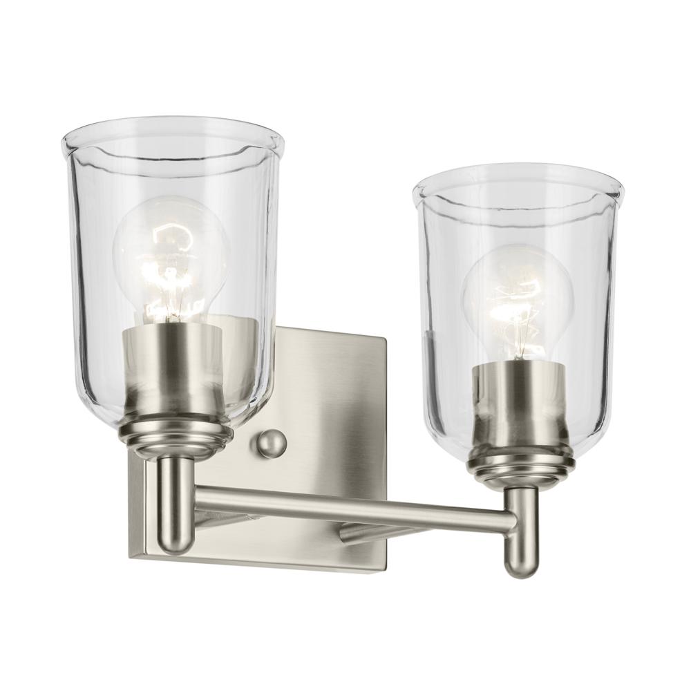 Shailene 12.5&#34; 2-Light Vanity Light with Clear Glass in Brushed Nickel