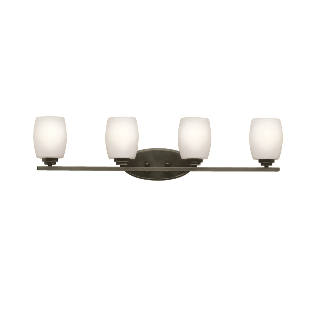 Eileen 33.75&#34; 4 Light Vanity Light with Satin Etched Cased Opal Glass in Olde Bronze®