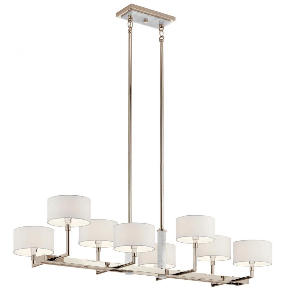 Laurent 46&#34; 8 Light Linear Chandelier in Polished Nickel