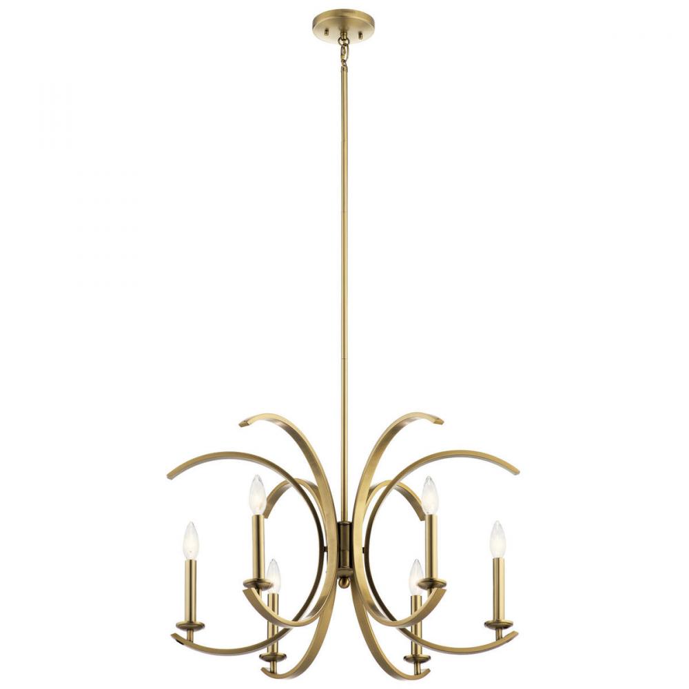 Cassadee 16.5&#34; 6 Light Chandelier in Brushed Natural Brass