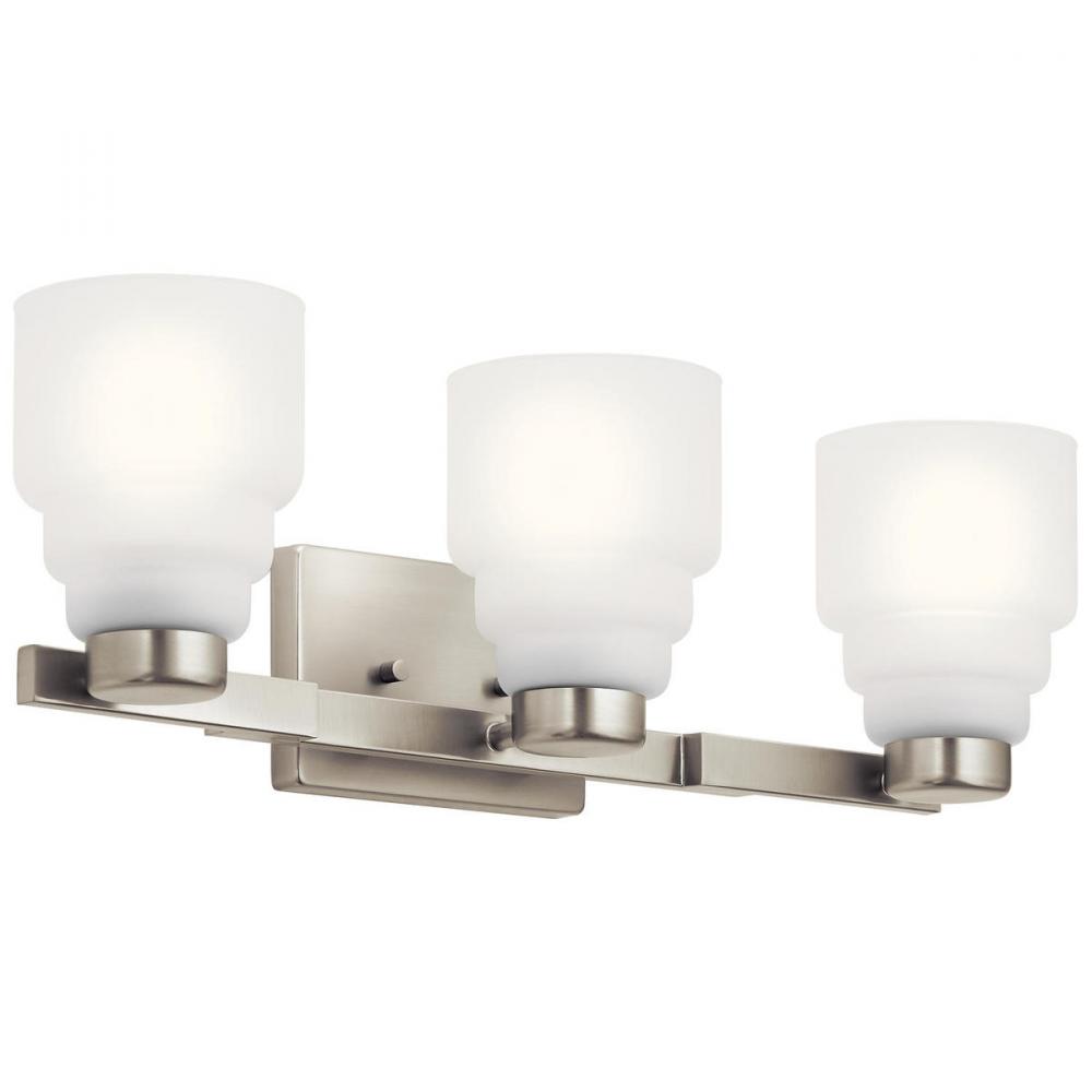 Vionnet 24&#34; 3 Light Vanity Light with Satin Etched Glass in Brushed Nickel