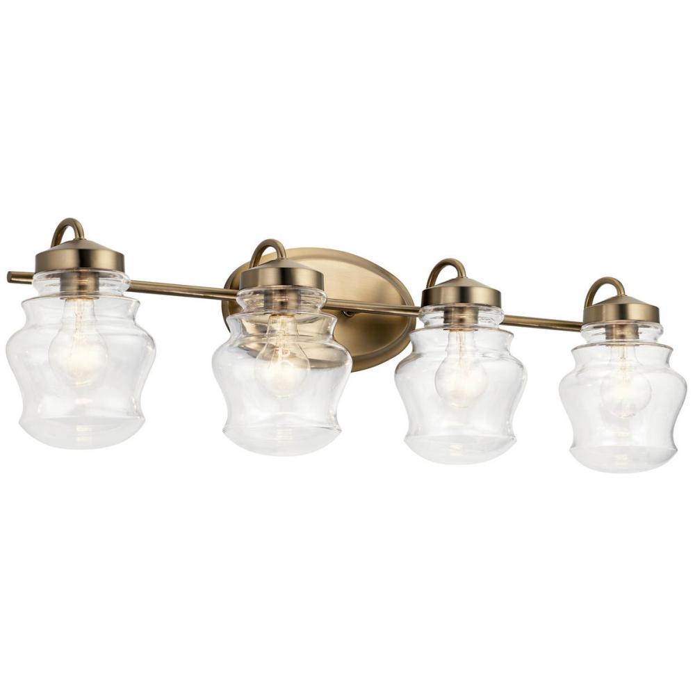 Janiel 33.25&#34; 4 Light Vanity Light with Clear Glass in Classic Bronze