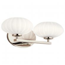 Kichler 55024PN - Pim 16" 2 Light Vanity Light with Satin Etched Cased Opal Glass in Polished Nickel