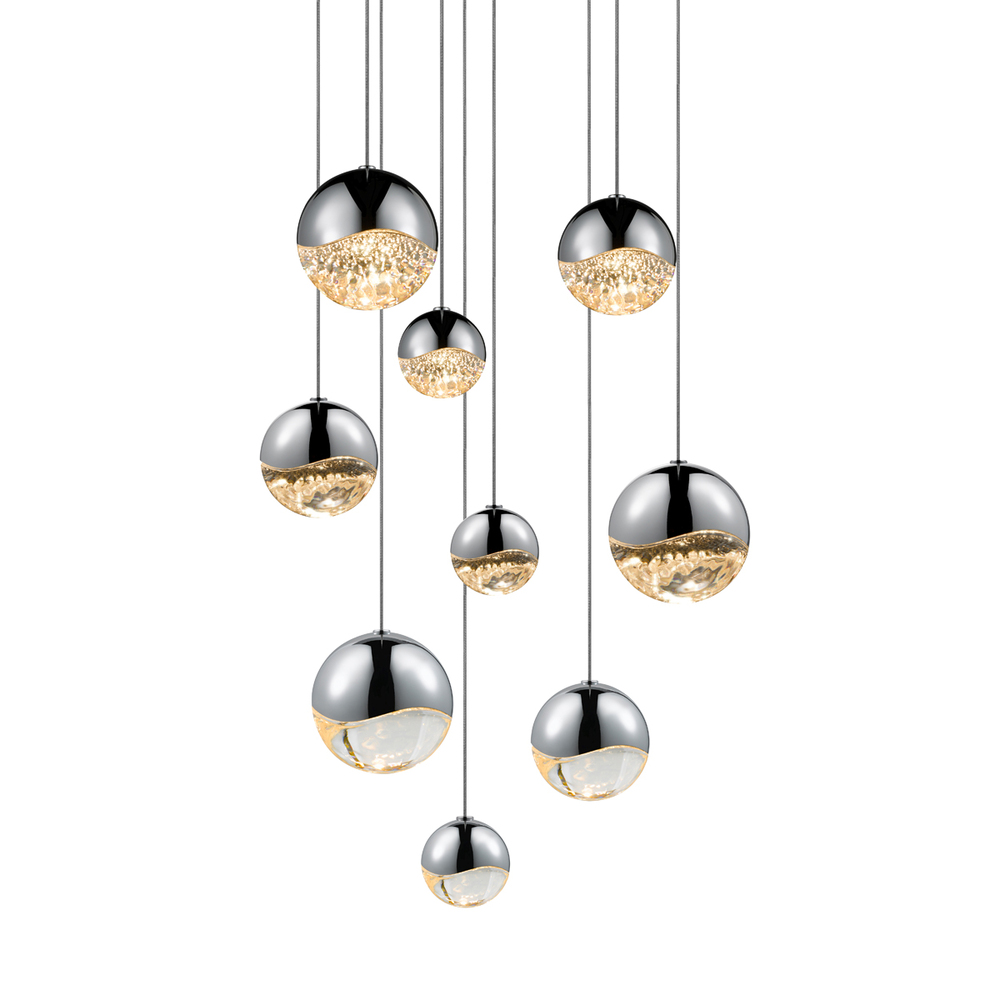 9-Light Round Assorted LED Pendant