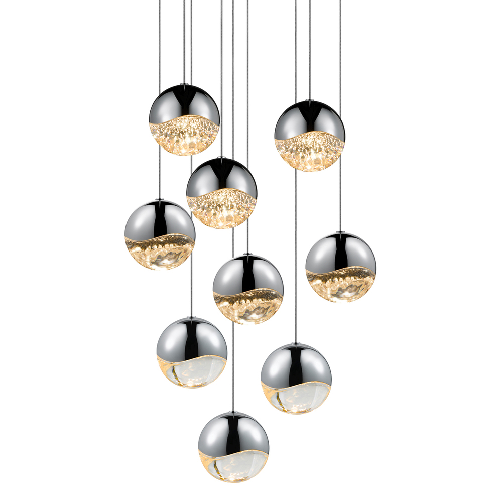 9-Light Round Large LED Pendant